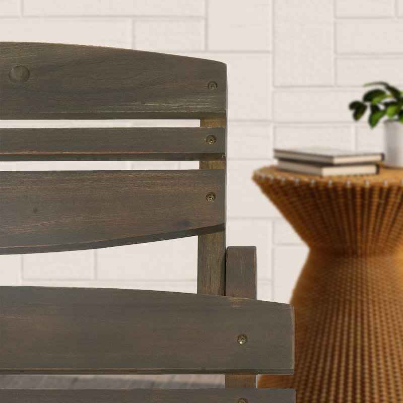 Liev Outdoor Acacia Wood Chaise Lounge, Gray