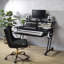 Bureaux, studio d'enregistrement de musique avec plateau à clavier et amp; Roulettes modernes | Noir | Bois et métal