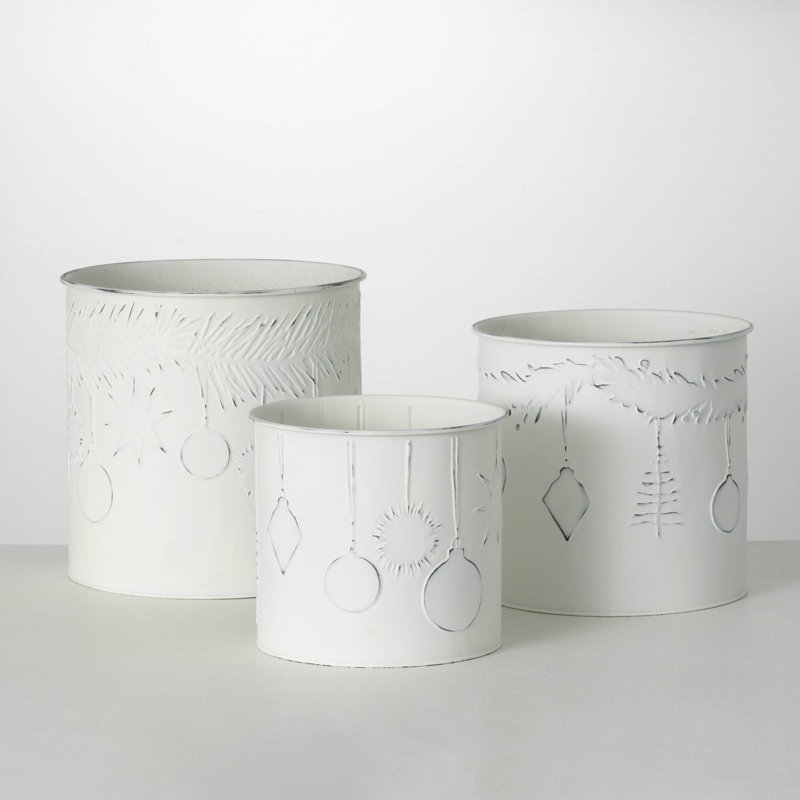 Ensemble de 3 pots à fleurs 8,75 ", 10,75" et 12,5 "blanc
