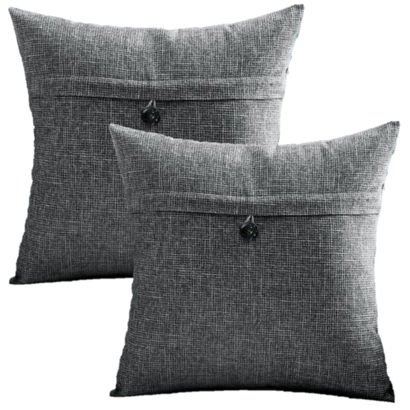 Housses de coussin carrées, Gris, 18 po x 18 po, Non