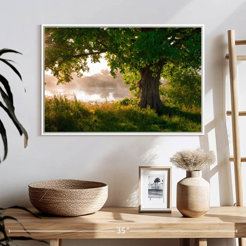 Chêne solitaire, Cadre flottant blanc, 25 po x 17 po