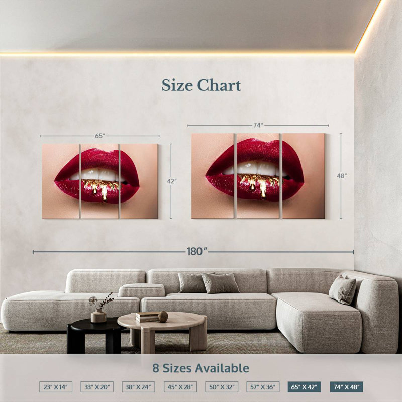 Shuttleworth Red Gold Drip Lips, 42" H x 65" W