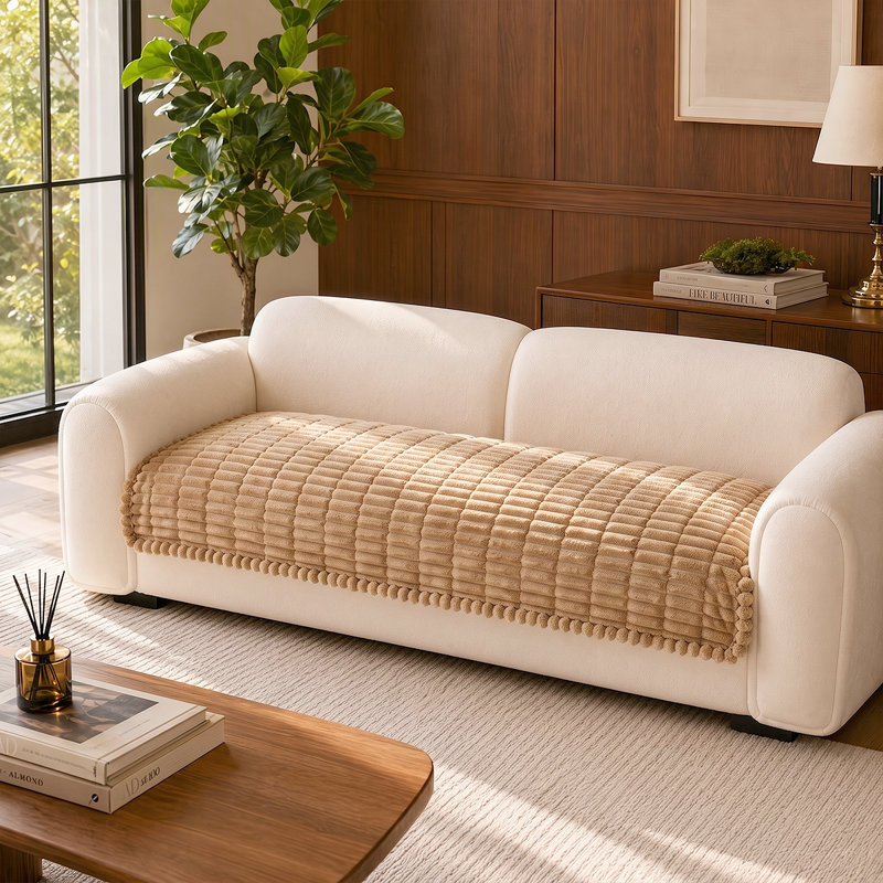 Pet-Friendly Shaggy Sofa Cover - Thick Plush Furniture Protector For Living Room, Tatami, Bay Window, Or Headboard Use
