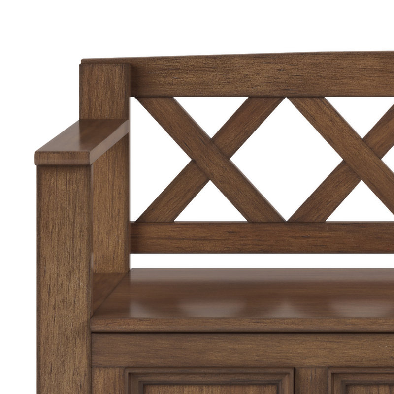 Amherst 48"W Solid Wood Entryway Storage Bench with Lift-Top Lid and Dual Compartments, Rustic Natural Aged Brown