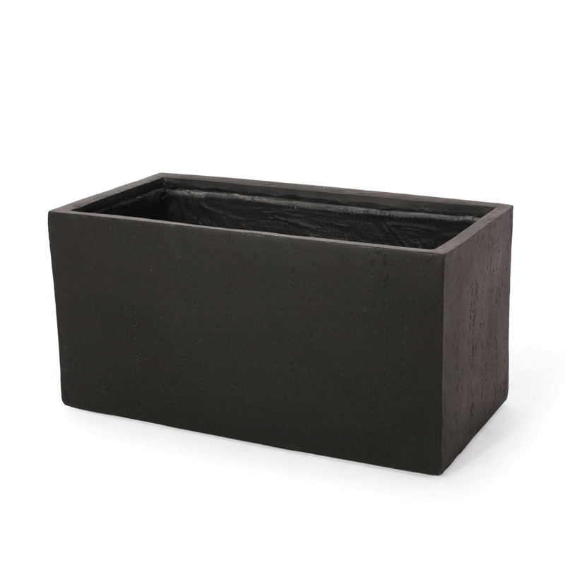 Outdoor Large Square Mgo Planter, 16" H x 31.25" W x 15.75" D, Black