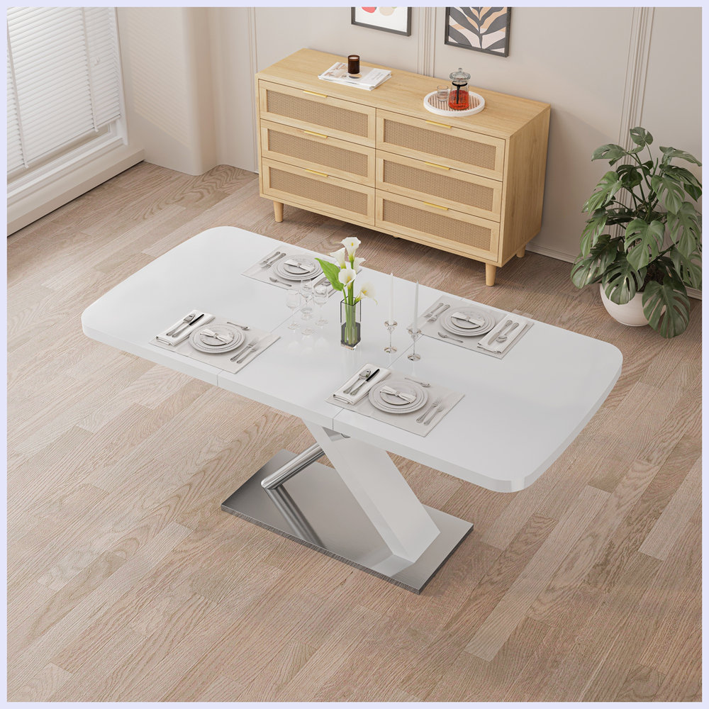 Corrigan Studio Modern White Glossy Dining Table for 46 People Wayfair