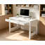 Bureau d'ordinateur robuste en bois avec tiroirs et fini lustré