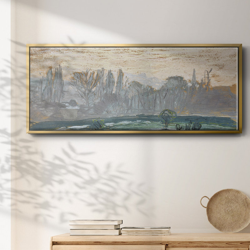 Winter Landscape With Evening Sky, 1870, reproduction d'art sur toile, Or, H 20 po x l 50 po x P 1,5 po