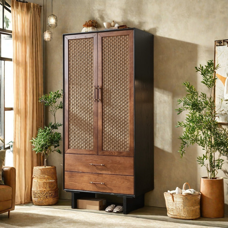 Simple and Retro Rattan Wardrobe