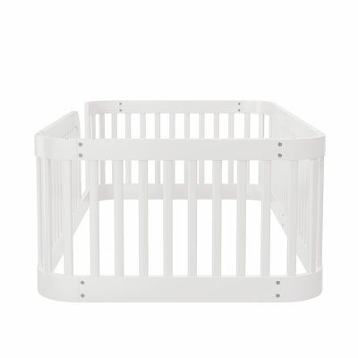 Structure de lit simple en bois avec clôture Wood, blanc