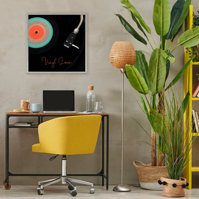 Spinning Record Vinyl Love Framed Giclee, design by Tom Quartermaine