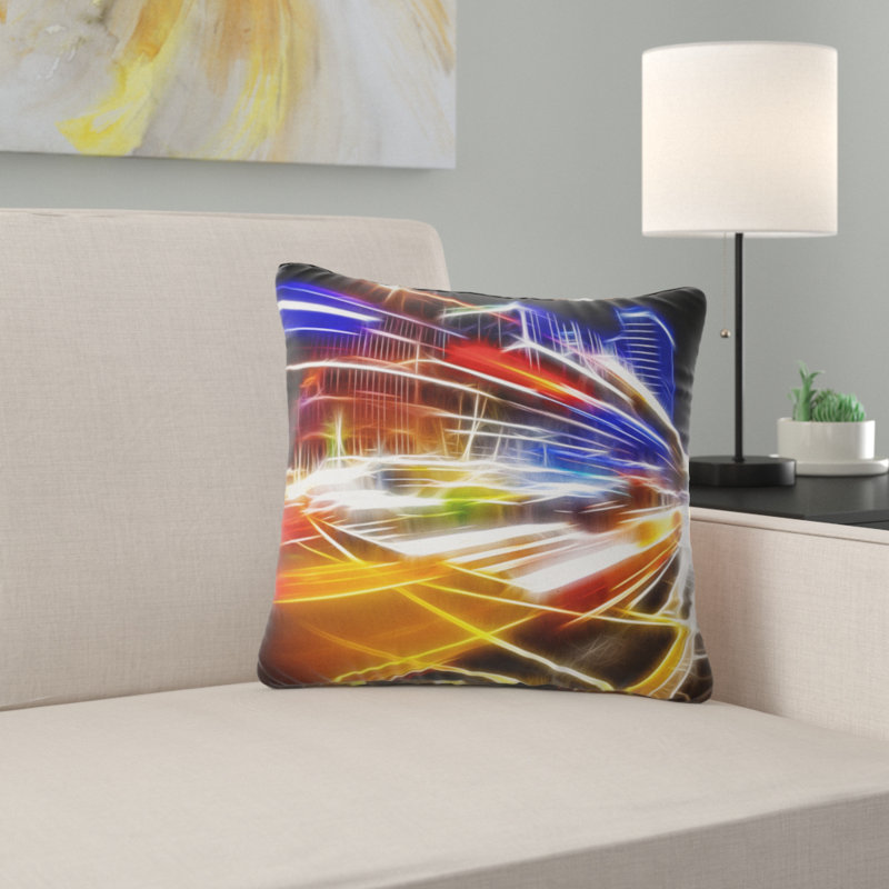 High Speed Trails Trails - Coussin imprimé paysage urbain, 16 po x 1 po, Coussin décoratif