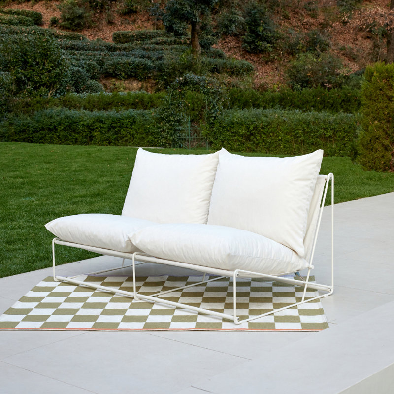 Dalvey 163.5cm Wide Rectangle Steel Loveseat with Cushions, White