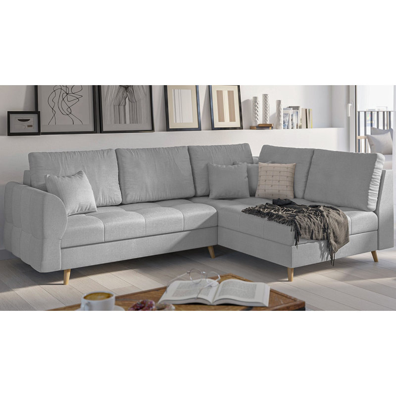 Scandinavian Corner Sofa, Right Hand Facing, Grey