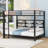 Queen Over Queen Bunk Bed With Multicolor LED And Side Storage Shelves,Ladder