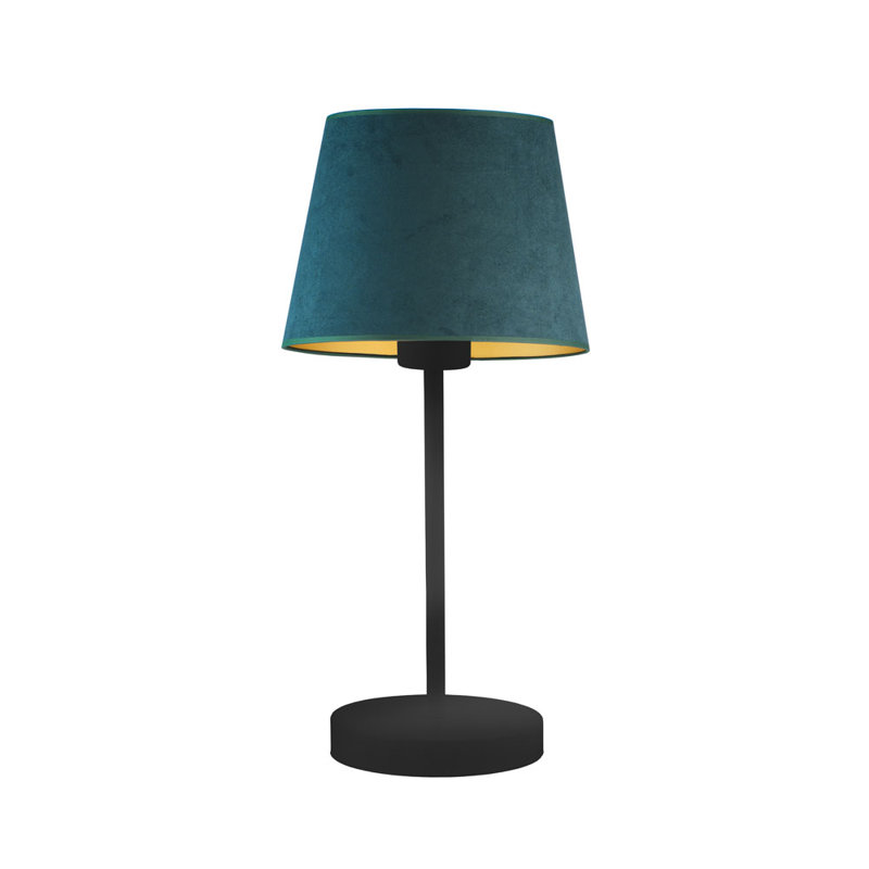 Alekper Metal Desk Lamp, Black Base/Bottle Green/Gold Shade