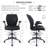 Ergonomic Mid-back Faux Leather Adjustable Drafting Chair With Filp Up Arms And Foot Ring, Standing-desk Matched Tall Swivel Rolling Computer Office Stool, Black