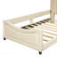 Lit de jour simple tapissier avec tête de lit à rayures classique, beige-455391587