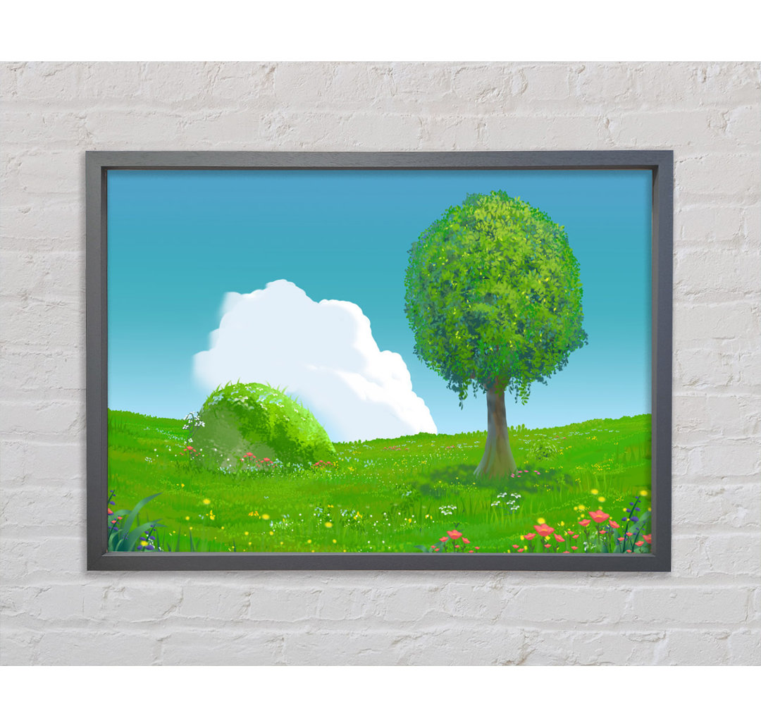 Der runde Baum Sommerhimmel - Einzelner Bilderrahmen Kunstdrucke auf Leinwand