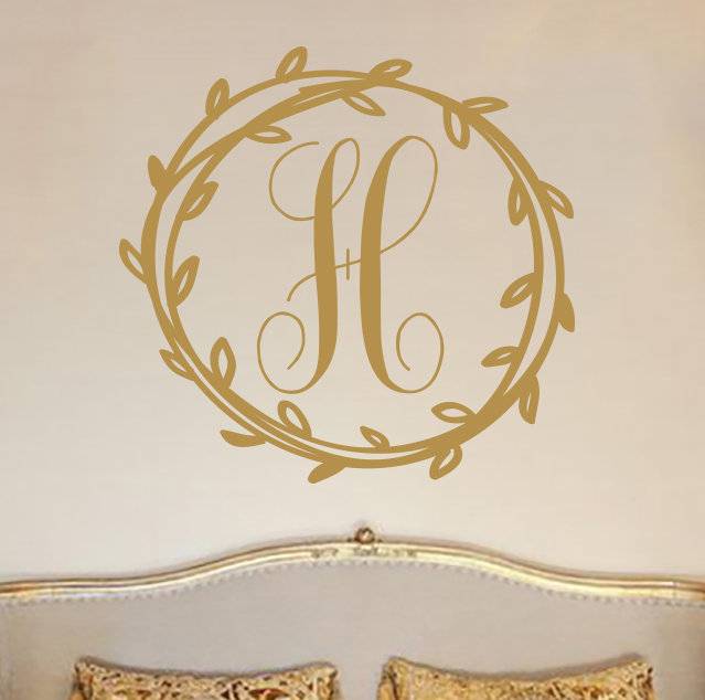 Décalcomanie murale monogramme initial Klar, Or, Oui