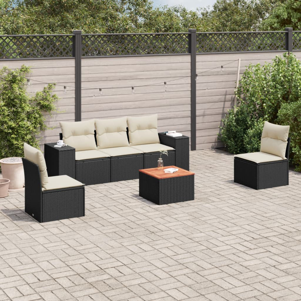 Vidaxl 6-Tlg. Garten-Sofagarnitur mit Kissen Grau Polyrattan