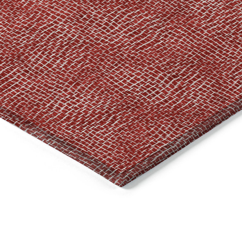 Addison Red 3' x 5' Synthetic Washable Rectangular Rug