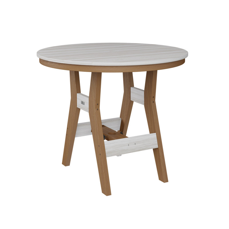 Harbor Outdoor Round Bar Table, Seashell, Sunburst Yellow