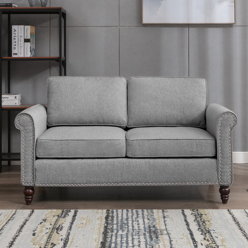 Upholstered 53.5'' Loveseat, Light Gray Linen Blend