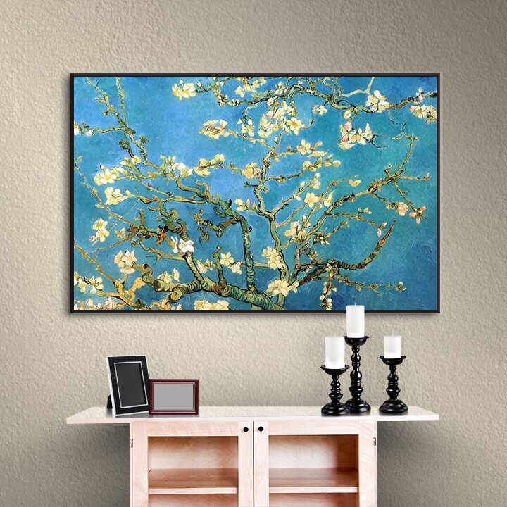 Wall26 Canvas Print Wall Art - Almond Blossoms by Vincent Van Gogh Reproduction on Canvas Stretched Gallery Wrap. Ready to Hang - 16 inchx24 inch