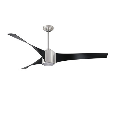 Ventilateur de plafond en nickel noir et satiné CIMION 60 avec éclairage DEL et télécommande - Écoénergétique et élégant