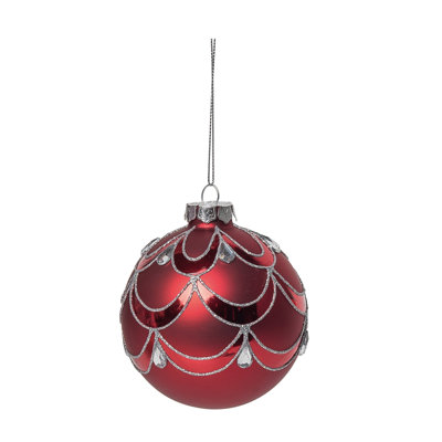  Ornement en verre de Noël rouge 4 po