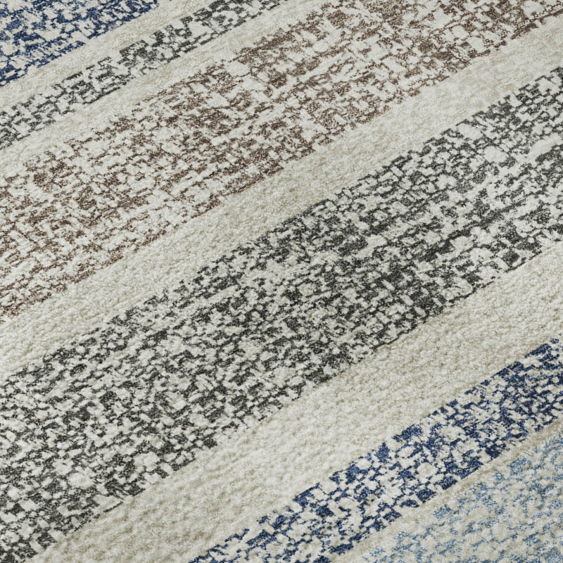 Premium Machine Washable Mayfield AMF2122 Striped Rug, 2'3" x 7'6" Runner, Navy