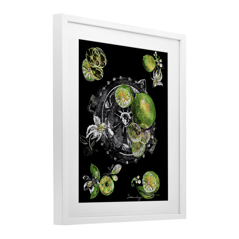 Presse-agrumes sous verre tranché, par Susan Lugar, H 16 po x l 13 po, Cadre blanc côtier
