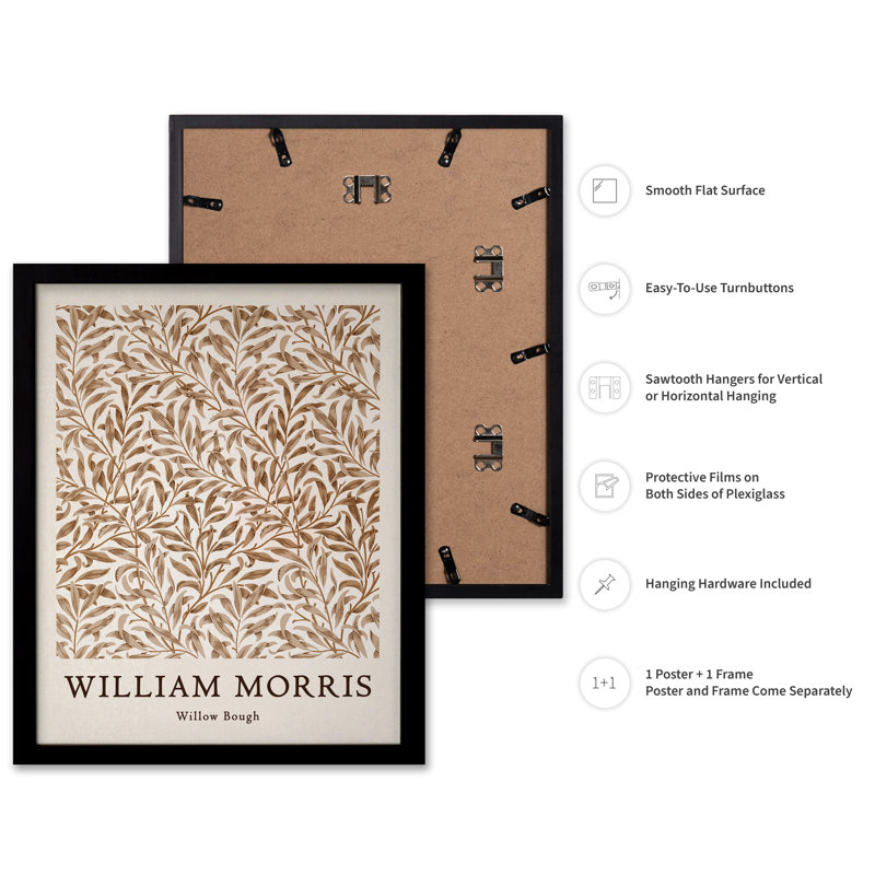 William Morris - Willow Bough No4, Black Framed, Poster, 18"H x 24"W