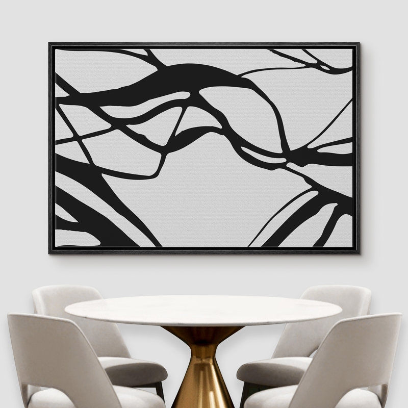 BAW " Bifurcated Mesh Lines ", 24" H x 36" W x 1.5" D, Black Framed