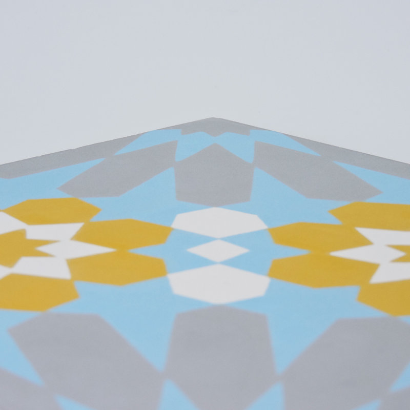 Agdal 8" x 8" Cement Patterned Wall & Floor Tile, Blue/Yellow/Gray