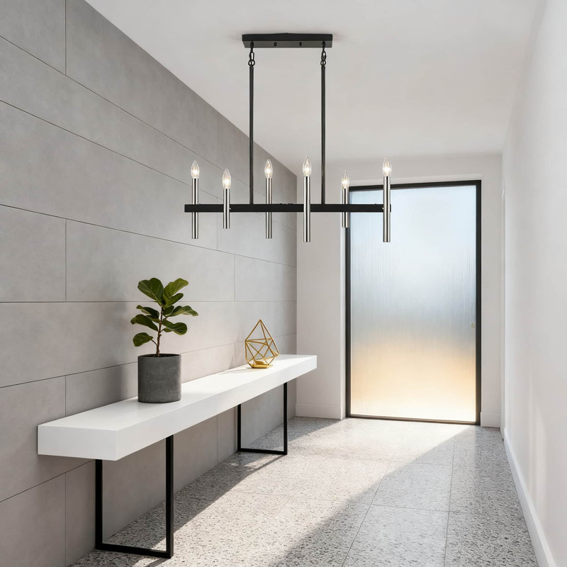 Luminaire suspendu moderne à 6 lumières de style lustre linéaire moderne pour îlot de cuisine style rustique industriel de style contemporain rétro