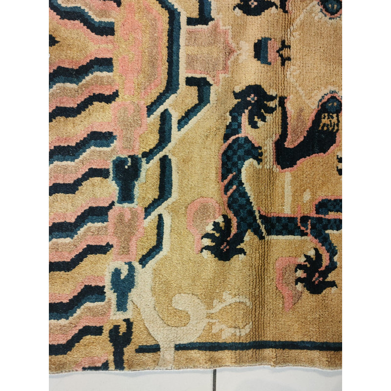 Antique Ningxia Chinese Allover Hand Knotted Pile Rug