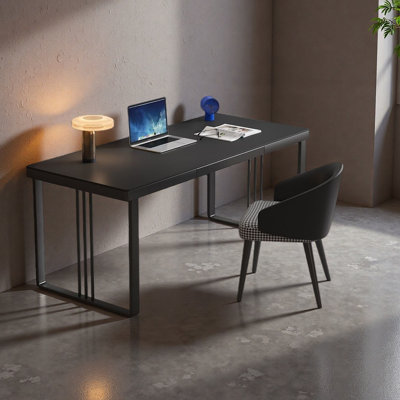 Modern Black Slate Desk with Wide Surface