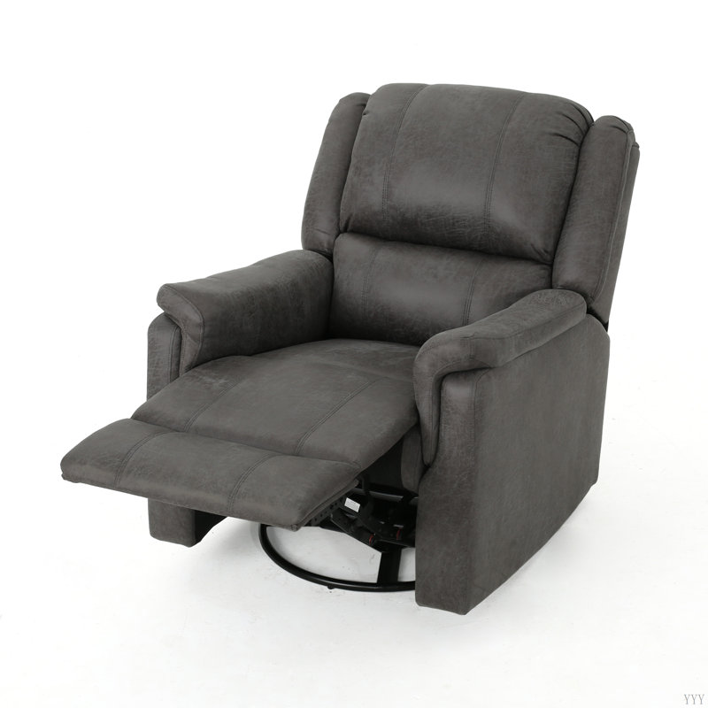 Themba Swivel Recliner, Slate Microfiber / Microsuede