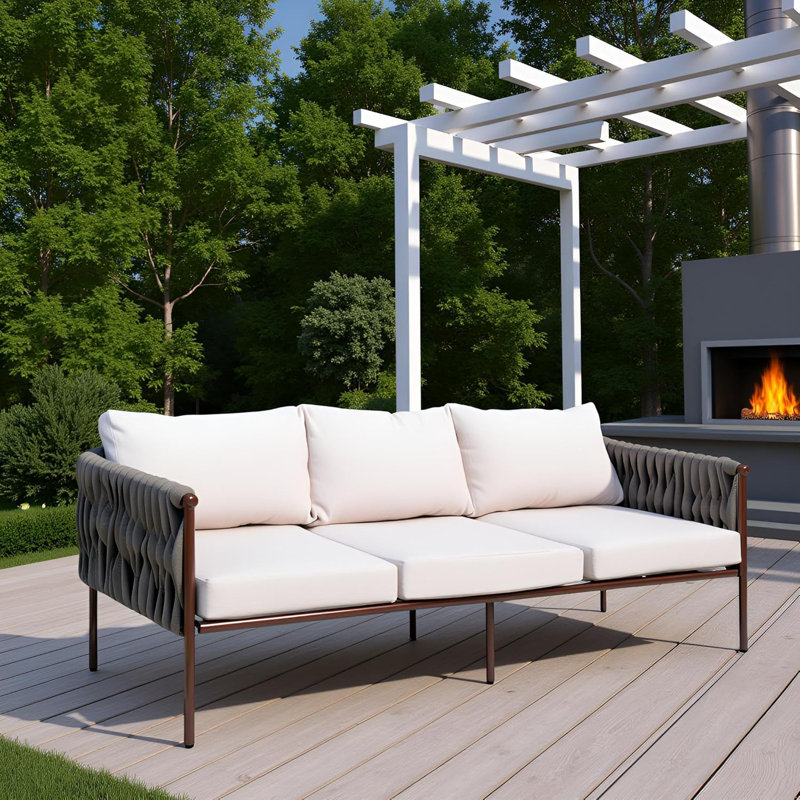 Canapé modulaire d'extérieur en métal 3 pièces