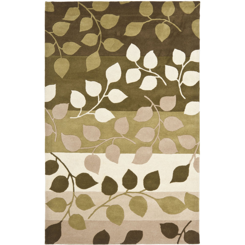 Colette Soho Hand Tufted Wool And Viscose Floral Rug, Rectangle 5' x 8'