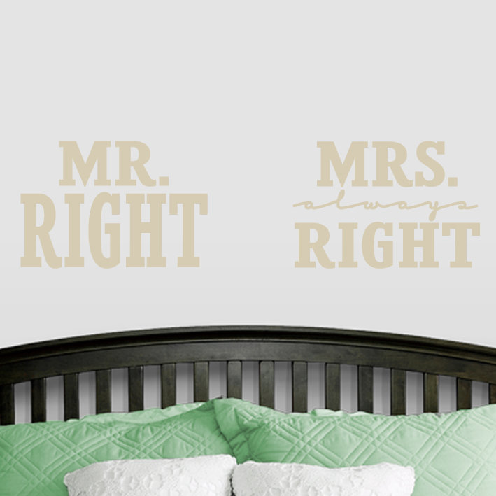 Adhésif décoratif «Mr. Right» et «Always Right», Beige
