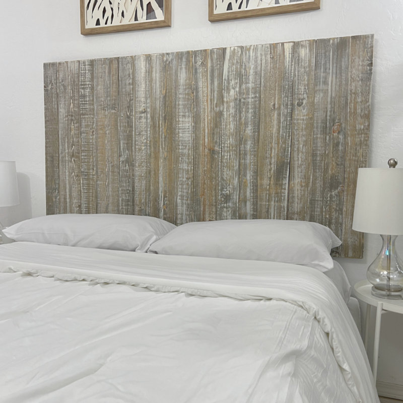 Tête de lit en bois massif Anayeli, Très grand californien, Gris délavé