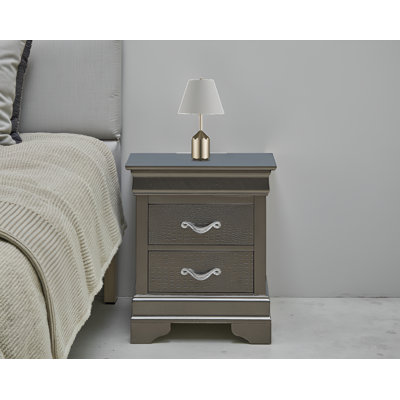 Eslov Metalic Black Nightstand