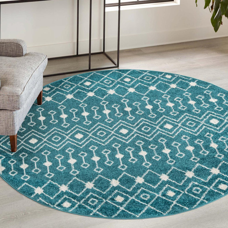 Somerville Geometric Indoor Rug, Round 7'10", Pink