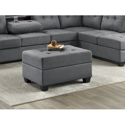 Modern Living Room 1Pc Storage Ottoman Tufted Top Fabric Upholstery Solid Wood Furniture