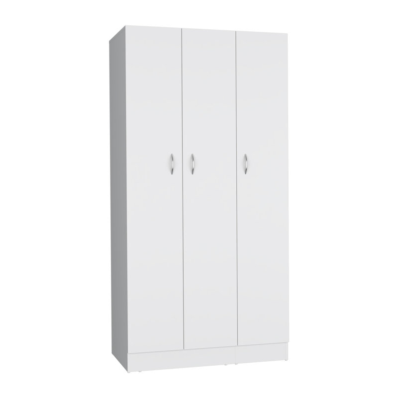 Armoire penderie H 71 po avec 3 portes et 2 tiroirs intérieurs, 3 portes, Blanc