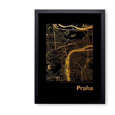 Prague Map - Single Picture Frame Print