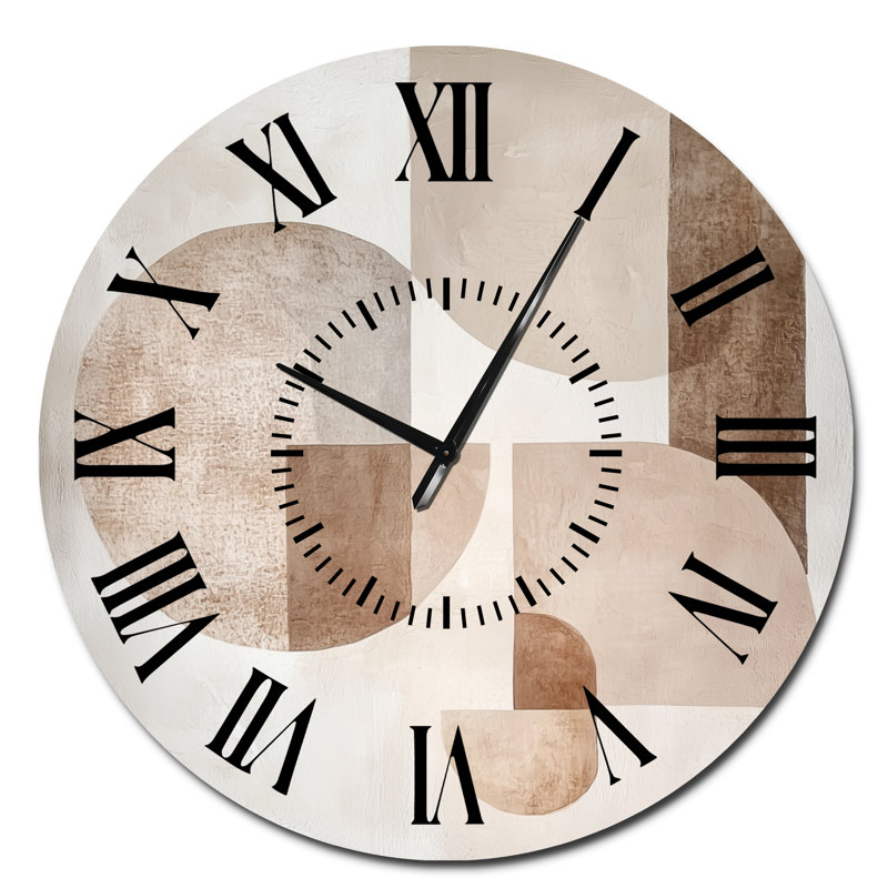 Horloge murale ronde en métal beige, Surdimensionné